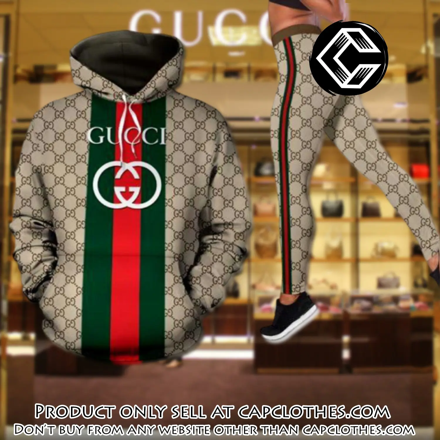 Gucci stripe hoodie legging set luxury for women juq cc5133434